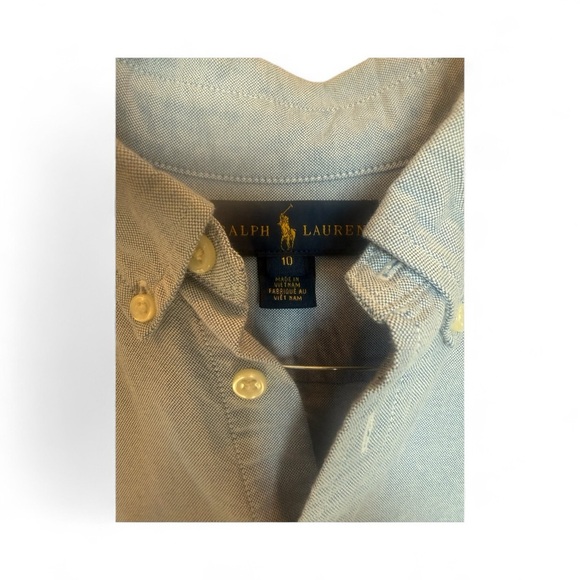 Ralph Lauren Boys Oxford Button-Down Shirt Size 10 Light Blue Boys Dress Shirt - Picture 2 of 6